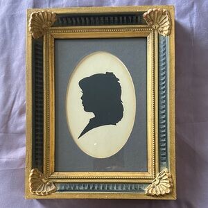 Elegant Black Silhouette Art Print in Gold Frame